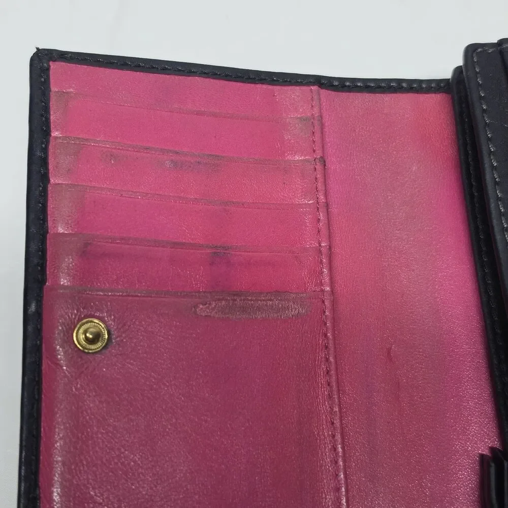 Vintage COACH Y2K Signature Brown Tan Canvas Black Leather Small Bifold Wallet